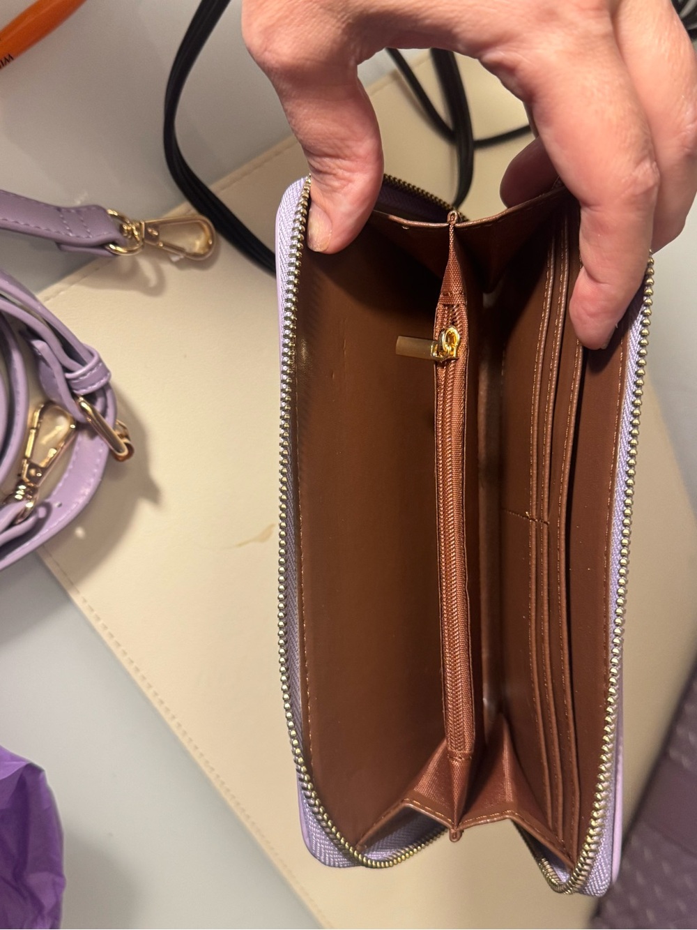 Ello Lavender Woven Vegan Leather Tote Bag+ CB strap Heart Charm & Wallet-NWT - Picture 12 of 12
